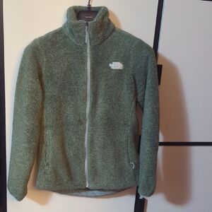Green Fuzzy Fleece Zip Up Jacket
